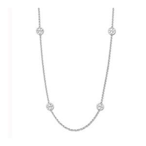 TORY BURCH • Silver Delicate Logo Station Necklace
